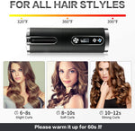 Portable Wireless Automatic Hair Curler For Travel With Led Temperature Display, Timer And Usb Rechargeable (Black)