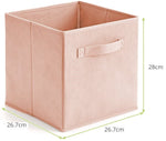 6x Foldable Fabric Basket Bin Storage Cube For Nursery, Office And Home Decor (Pink