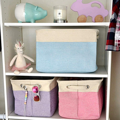 3x Foldable Fabric Basket Bin, Collapsible Storage Cube For Nursery, Office, Cube Organizers