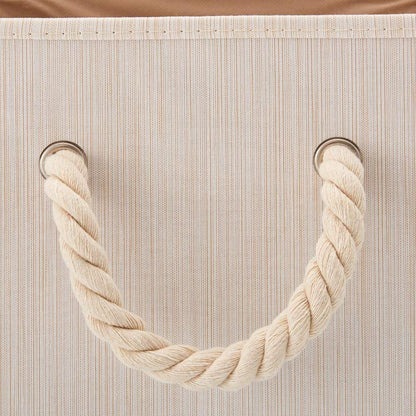 2x  Foldable Bamboo Fabric Storage Bin And Basket Box Organizer For Shelves - Beige