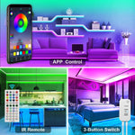 12M Led Strip Lights For Bedroom And Home (5050 Lights Strip App With Remote)