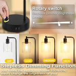 Industrial Table Lamp with 2 USB Port for Bedside Nightstand Desk