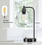Industrial Table Lamp with 2 USB Port for Bedside Nightstand Desk