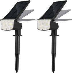2 Pack 38 LEDs Solar Landscape Spotlights with Adjustable Panel and IP65 Waterproof White