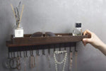 Wall Mount Hanging Jewelry Organizer with 25 HooksBrown