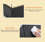 Leather Makeup Brush Cosmetic Organiser Storage Box with Pink Pearls and Acrylic Cover Black