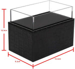 Leather Makeup Brush Cosmetic Organiser Storage Box with Pink Pearls and Acrylic Cover Black