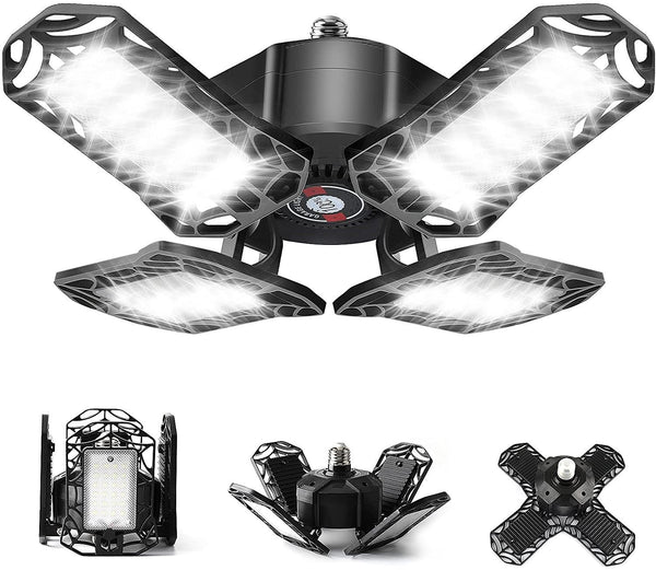  120W Ultra Bright Garage LED Deformable Ceiling Light with Adjustable Multi-Position Panels