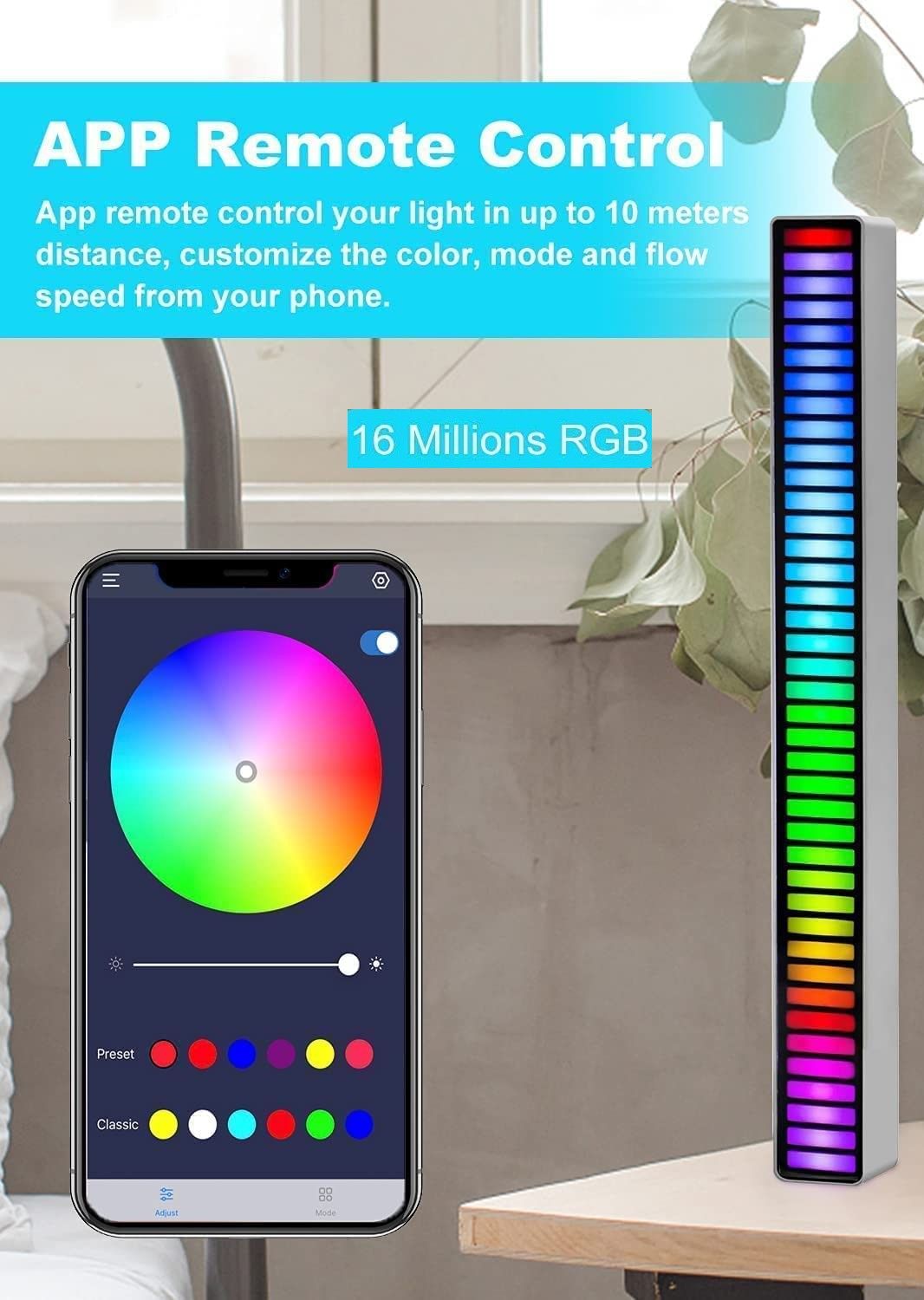 Smart Colorful RGB Music Sync Light Bar with App Control for Gaming, TV and Party