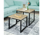 Set of 2 Modern Coffee Tables with Wood top panel