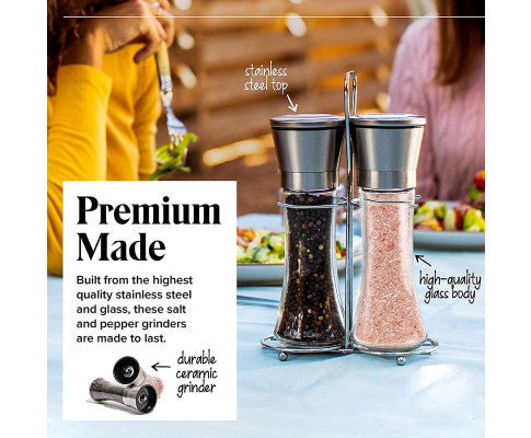 Modern Stainless Steel Salt and Pepper Grinder Set