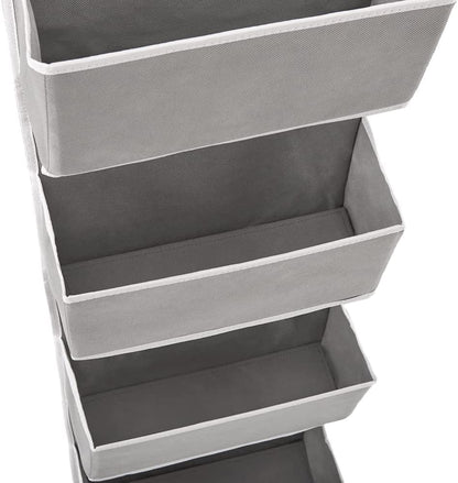 Over the Door Hanging Storage Organizer with 4 Pouch Pocket for Baby Nursery Grey