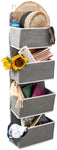 Over the Door Hanging Storage Organizer with 4 Pouch Pocket for Baby Nursery Grey