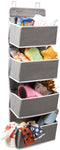 Over the Door Hanging Storage Organizer with 4 Pouch Pocket for Baby Nursery Grey