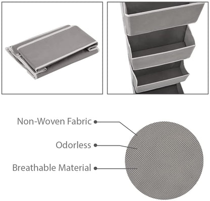 2x Over The Door Hanging Storage Organizer For Pantry Baby Nursery Bathroom Closet Dorm - Gray