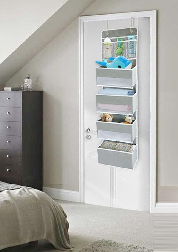  Wall Mount Hanging Organizer with 4 Large Capacity Pocket Organizers and 3 Small Pockets
