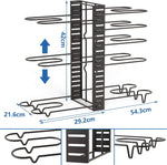 8 Pots and Pans Holder Adjustable Organizer Under Cabinet Upgraded Version