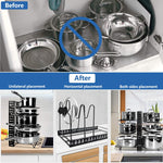 8 Pots and Pans Holder Adjustable Organizer Under Cabinet Upgraded Version