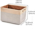 3x Collapsible Large Cube Fabric Storage Bins Baskets For Laundry - Beige
