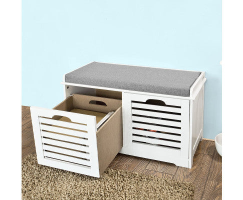  Modern Storage Bench with 2 Drawer/Baskets for Toys