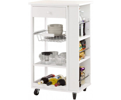 Kitchen Trolley with Wine Rack, Drawer and Shelf