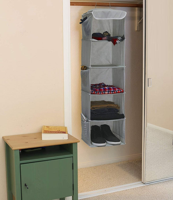  5 Foldable Shelf Hanging Closet Organizer Space Saver for Clothes Storage