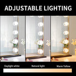 Hollywood Makeup Vanity Mirror with LED Lights and with Smart Button Black, 77 x 55 cm