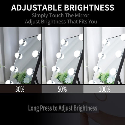 Vanity Mirror with Lights with 8 Dimmable Bulbs for Makeup and Travel Black, 30 x23 cm