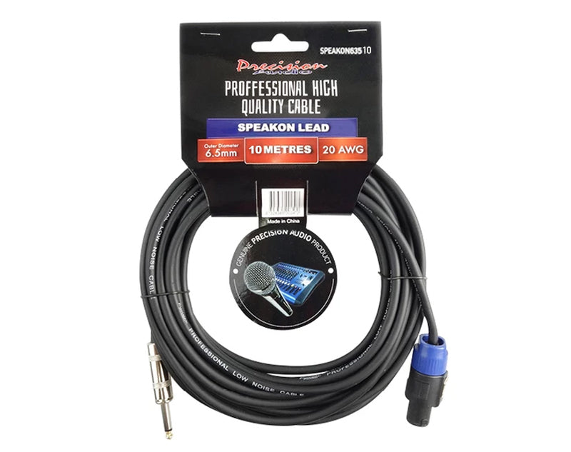 Precision Audio 5 Pack Speakon To 1/4" 6.35Mm Cable Amp Mixer Speaker 10M