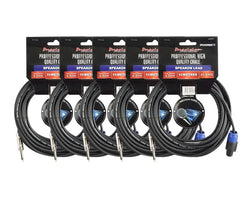 Precision Audio 5 Pack Speakon To 1/4" 6.35Mm Cable Amp Mixer Speaker 10M