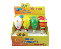 Box Of 8 Maracas Kids Educational Wooden Hand Painted Bulk