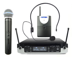 2-In-1 Uhf Wireless Microphone System Handheld Headset Lapel Bodypack