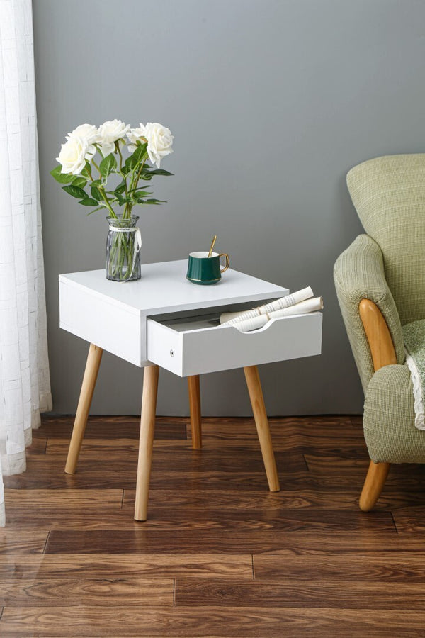  Bedside Table Side Table Bedroom Drawers White