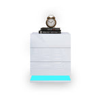Modern High Gloss LED Bedside White Drawer Cabinet Table