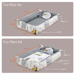 Portable Crib Middle Bed Baby Play Removable Bionic Four Pcs Set Cartoon Print