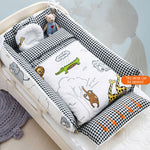 Portable Crib Middle Bed Baby Play Removable Bionic Four Pcs Set Cartoon Print