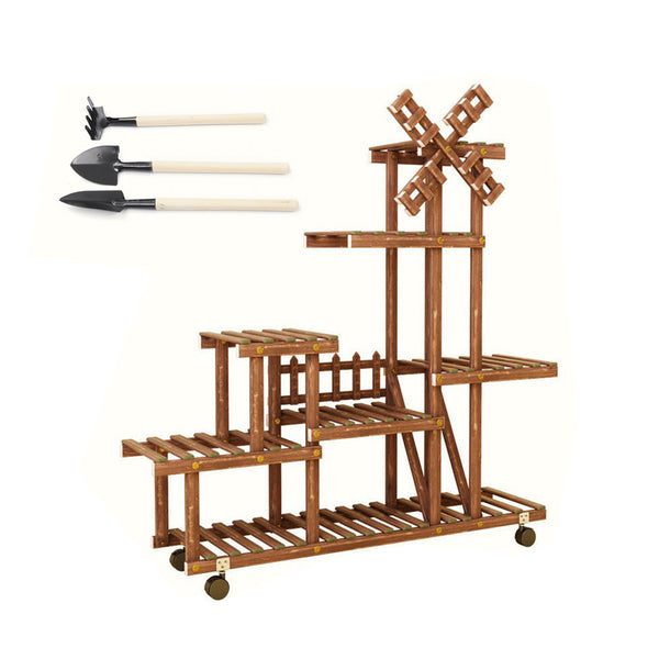 6 Tier Wooden Plant Stand Flower Pot Holder Shelf Rack Display Indoor Outdoor AU