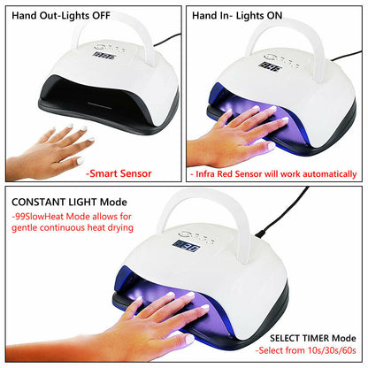 80W 42Led Nail Lamp Uv Sun Gel Polish Dryer Lcd Display White
