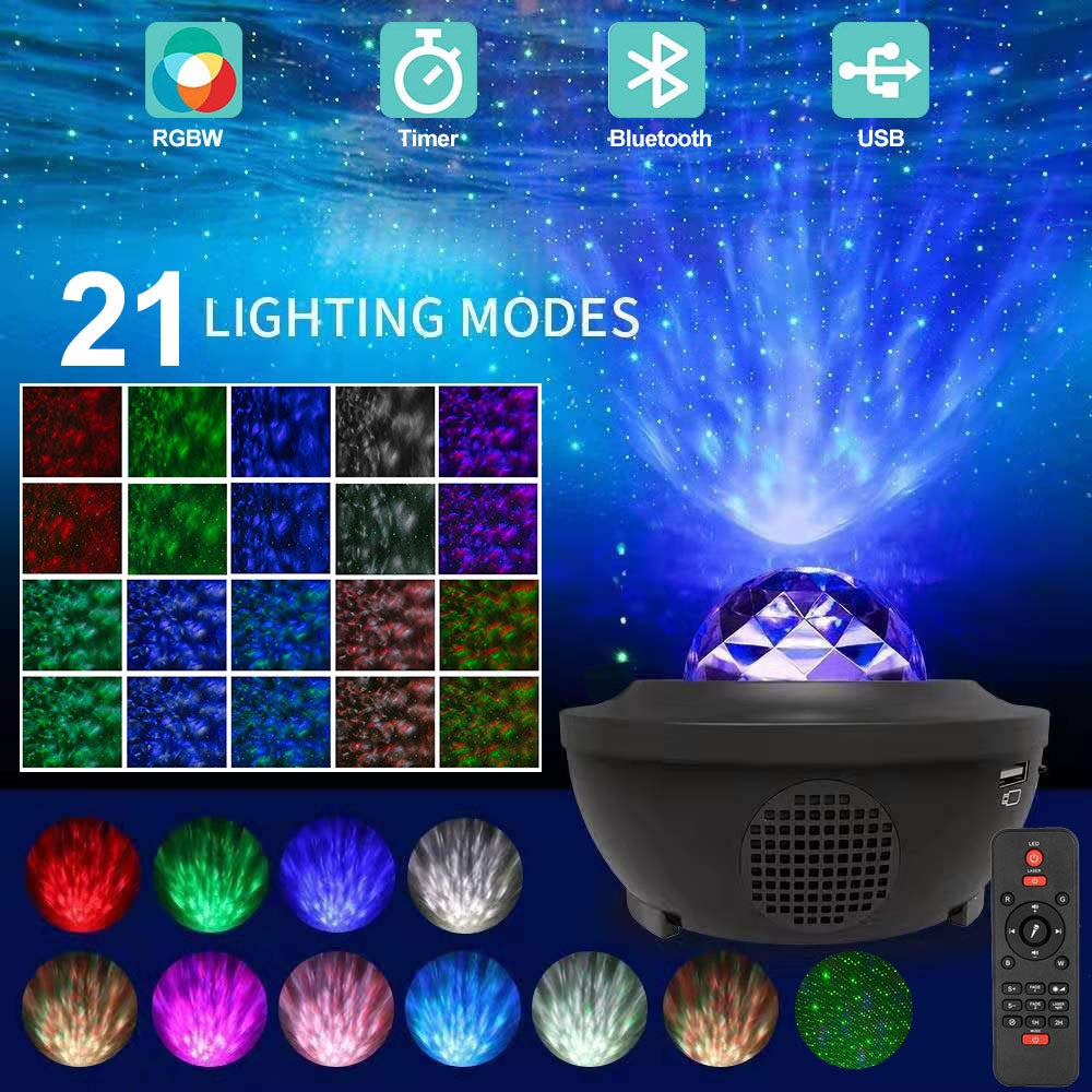 Led Galaxy Starry Night Light Projector Ocean Star Sky Party Baby Kids Room Lamp
