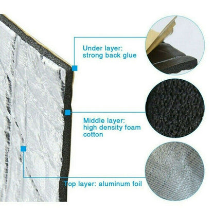 2MX1M 10mm Sound Deadener Car Heat Shield Insulation Deadening Noise Proofing Foam