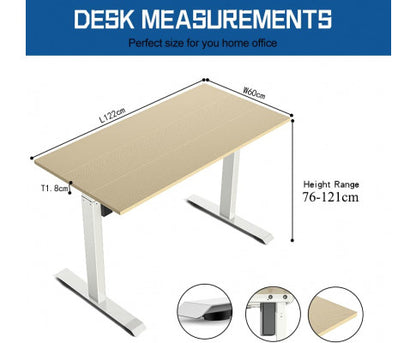 Electric Standing Desk, 100Kg Motorised Height Adjustable Computer Desk, Sit Stand Desk, Home Office (120 X 60 Cm / 47.2 X 23.6 Inch)