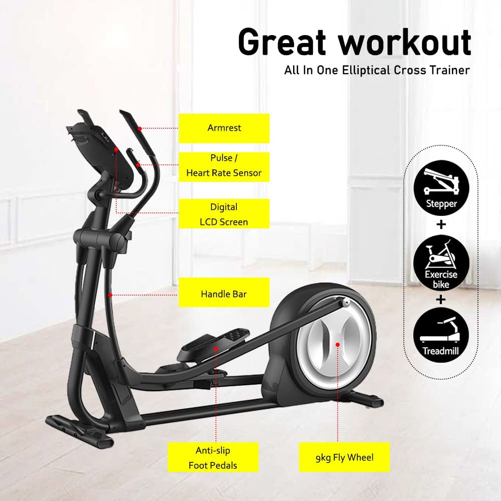 Sport Elliptical Cross Trainer 8Kg Flywheel Magnetic Brake 32 Resistance, Portable Folding Home Gym