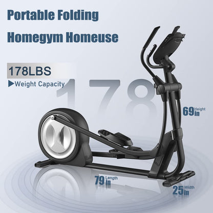 Sport Elliptical Cross Trainer 8Kg Flywheel Magnetic Brake 32 Resistance, Portable Folding Home Gym