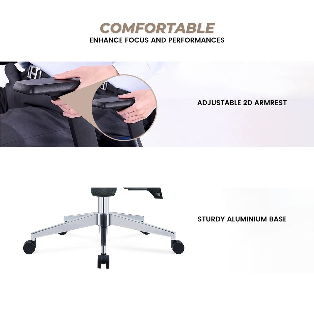 Ava - Office Chair (Grey & Blue) EK-OC-102-SQ