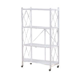 White Foldable 4-Tier Storage Shelf - Compact Space-Saving Solution