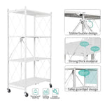 White Foldable 4-Tier Storage Shelf - Compact Space-Saving Solution