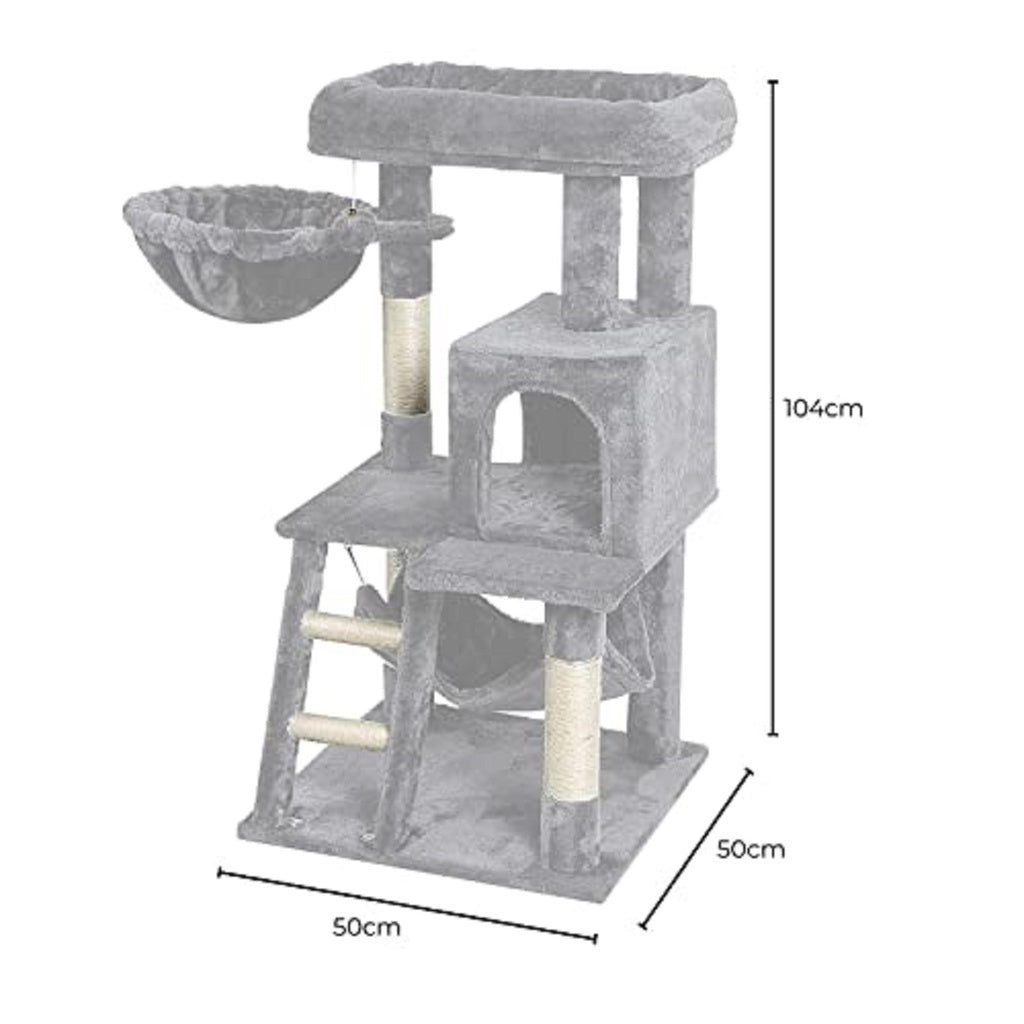 104Cm Plush Cat Condo Cat Tree Light Grey