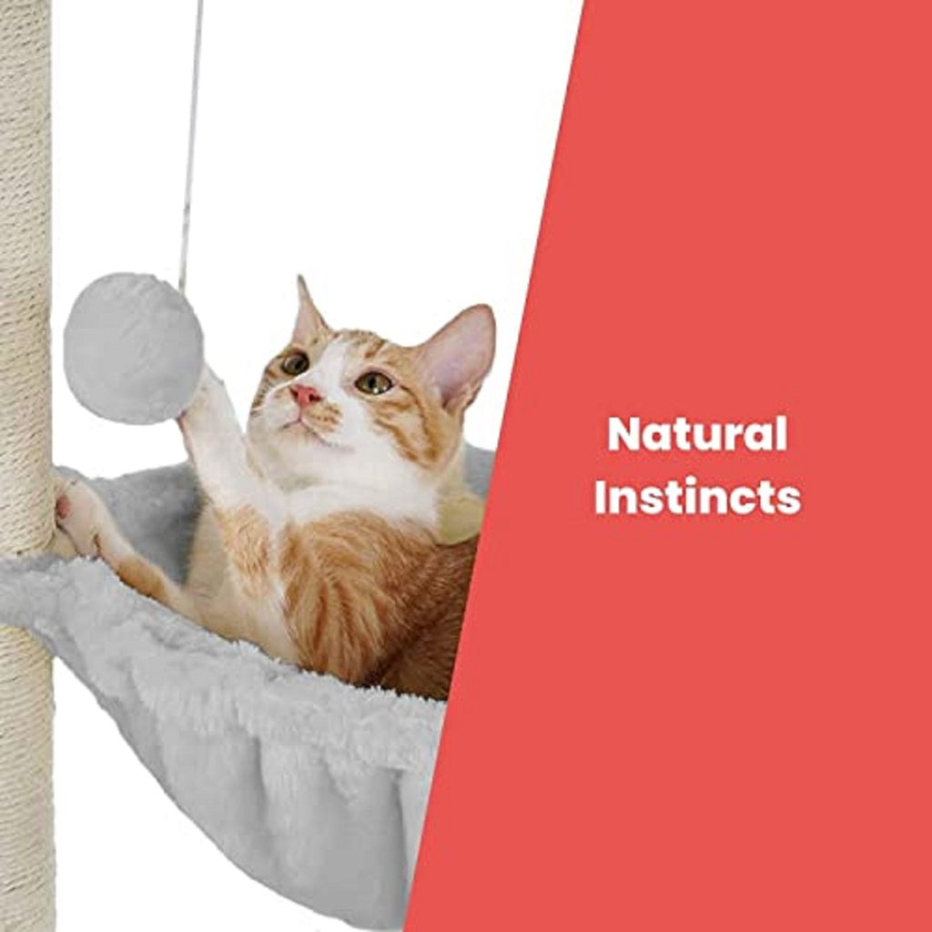 104Cm Plush Cat Condo Cat Tree Light Grey