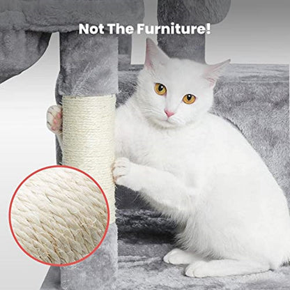104Cm Plush Cat Condo Cat Tree Light Grey