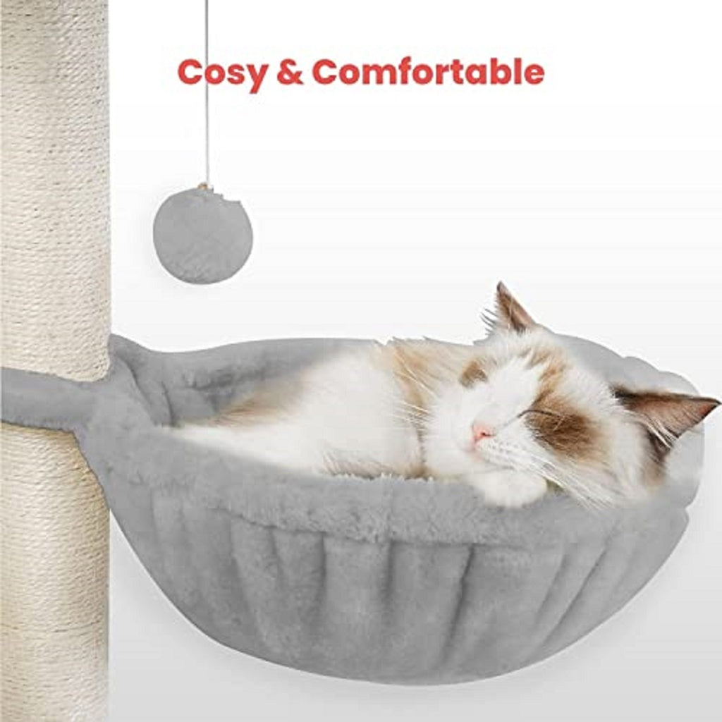 104Cm Plush Cat Condo Cat Tree Light Grey